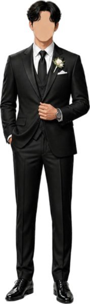 Best man in a black three-piece suit